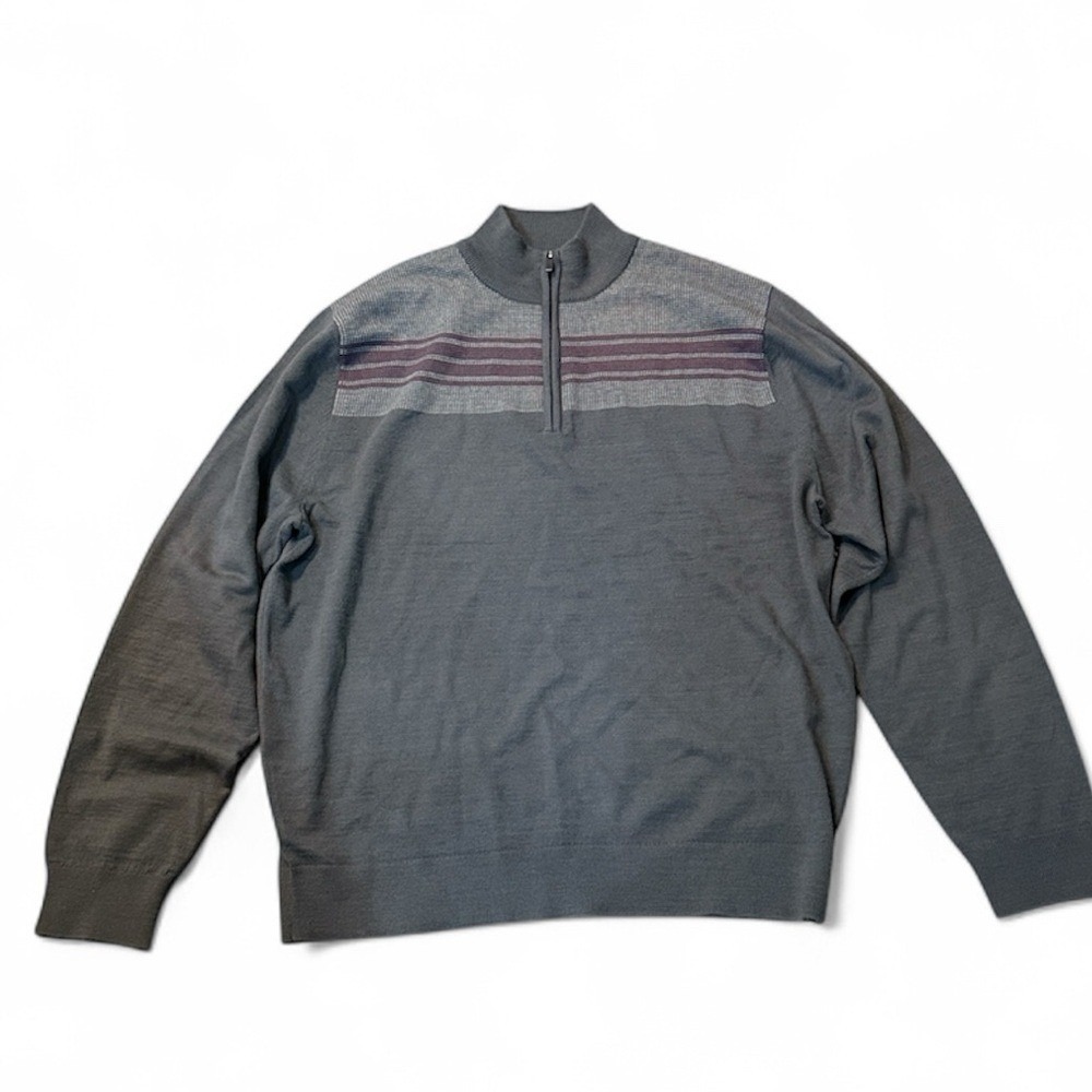 Jack Nicklaus Mens Pullover‎ Golf Sweater Wool Blend Gray 1/4 Zip Large